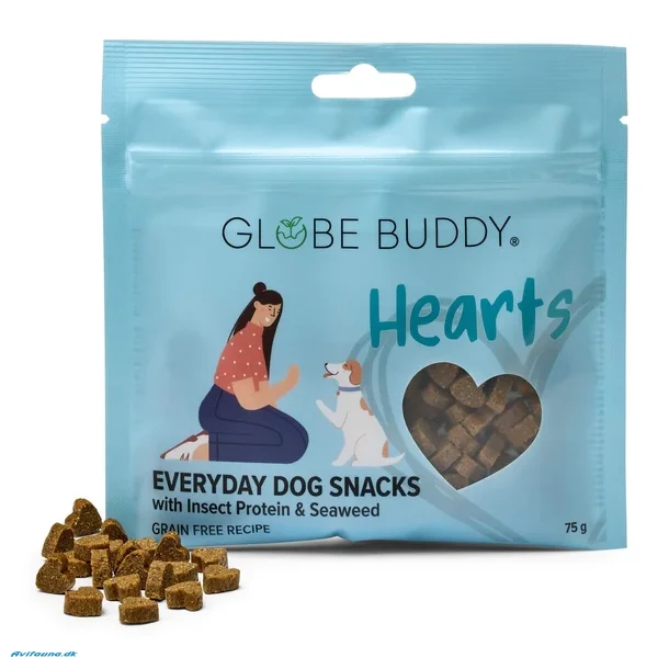 Globe Buddy Hearts | Everyday Dog Snacks | insektprotein og tang