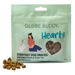 Globe Buddy Hearts | Everyday Dog Snacks | Insektprotein og gr�n te
