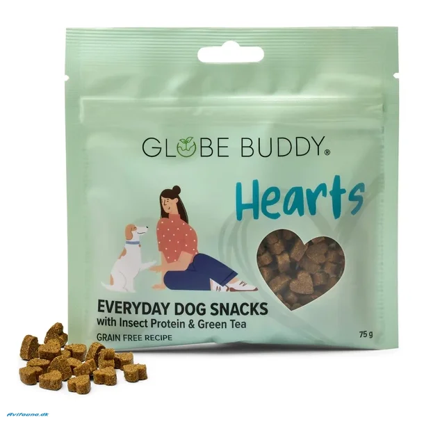 Globe Buddy Hearts | Everyday Dog Snacks | Insektprotein og gr�n te