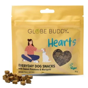 Globe Buddy Hearts | Everyday Dog Snacks | S�d kartoffel og morgenfrue (Vegan)