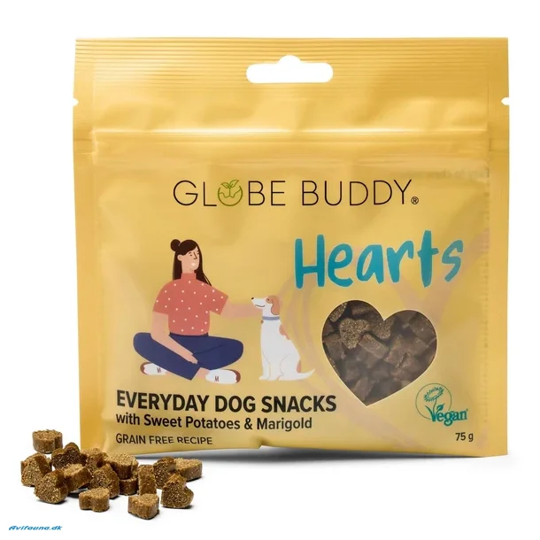 Globe Buddy Hearts | Everyday Dog Snacks | S�d kartoffel og morgenfrue (Vegan)